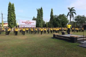 Peringati Hari Bhayangkara Ke 78, Polres Way Kanan Gelar Olahraga Bersama Dengan TNI